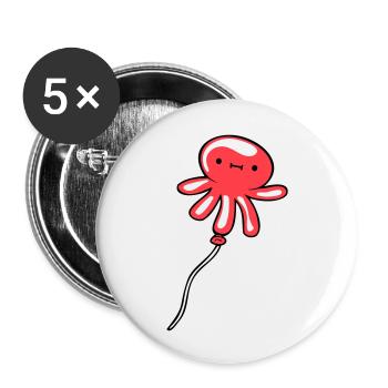 Pieuvre Ballon Volant Mignon Enfant Heureux Bande Dessinée - Lot de 5 grands badges (56 mm) - blanc - Devant