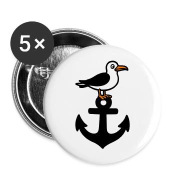 Anker Möwe Hafen - Buttons large 2.2''/56 mm (5-pack) - white - Front