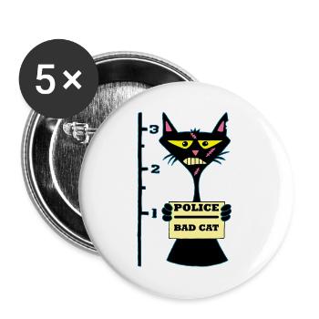 Chat racaille - Lot de 5 grands badges (56 mm) - blanc - Devant