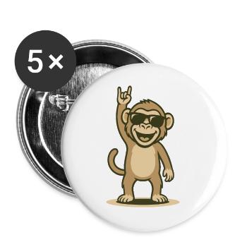 Cool rocker baboon with sunglasses - Buttons large 2.2''/56 mm (5-pack) - white - Front