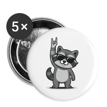 Raton laveur à bascule - Lot de 5 grands badges (56 mm) - blanc - Devant