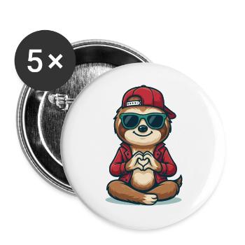 Chill Love Sloth - Buttons groß 56 mm (5er Pack) - Weiß - Vorne