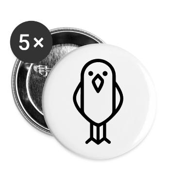 Papagei - Buttons groß 56 mm (5er Pack) - Weiß - Vorne