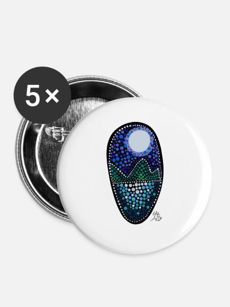 Mondnacht - Buttons groß 56 mm (5er Pack) - Weiß