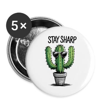 Cactus with sunglasses and message - Buttons large 2.2''/56 mm (5-pack) - white - Front
