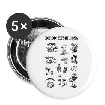 CHAMPIGNONS NORDIQUES - Lot de 5 grands badges (56 mm) - blanc - Devant