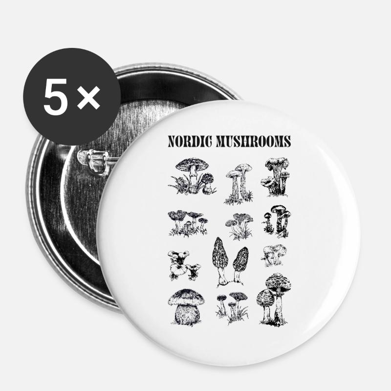 NORDIC MUSHROOMS - Buttons large 2.2''/56 mm (5-pack) - white