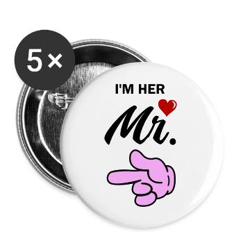 im her mr - Buttons groß 56 mm (5er Pack) - Weiß - Vorne