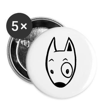 Kleiner schwarzer Hund - Buttons groß 56 mm (5er Pack) - Weiß - Vorne