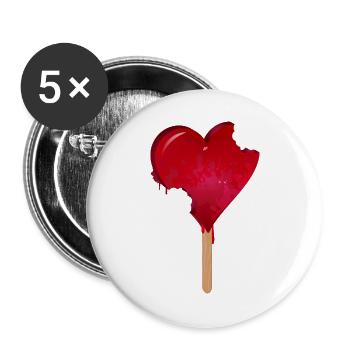 Rotes Herz Eis mit Biss - Buttons groß 56 mm (5er Pack) - Weiß - Vorne
