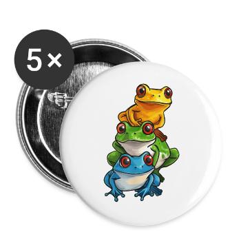 Gestapelte Frösche Cartoon-Design - Buttons groß 56 mm (5er Pack) - Weiß - Vorne