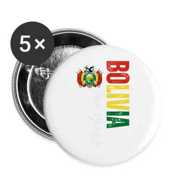 Fabriqué en Bolivie, design vertical - Lot de 5 grands badges (56 mm) - blanc - Devant