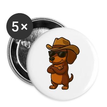 Cooler Dackel mit verschränkten Armen Texas USA - Buttons groß 56 mm (5er Pack) - Weiß - Vorne