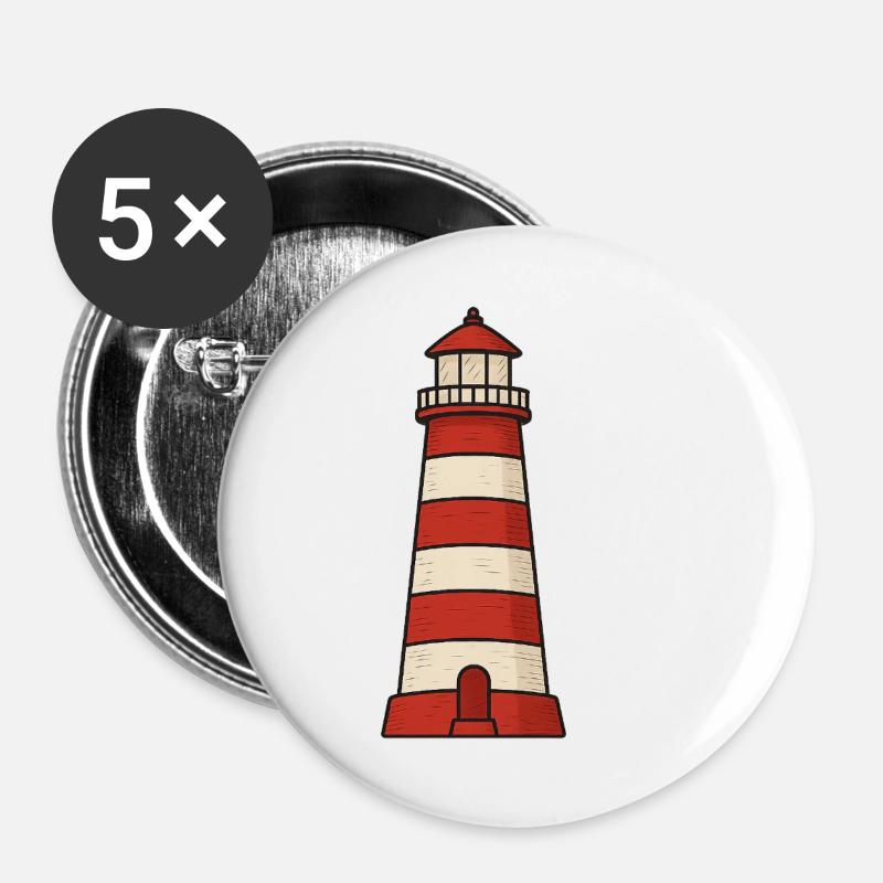 Leuchtturm - Buttons groß 56 mm (5er Pack) - Weiß
