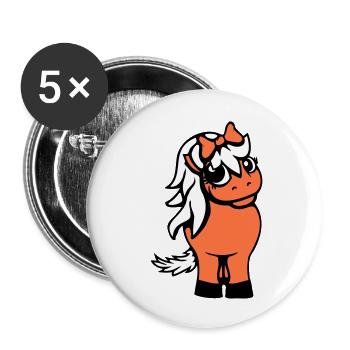 Horse Girl Female Cute Pretty Bow Woman - Buttons large 2.2''/56 mm (5-pack) - white - Front