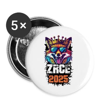 Zrce 2025 Renard des Fêtes - Lot de 5 grands badges (56 mm) - blanc - Devant
