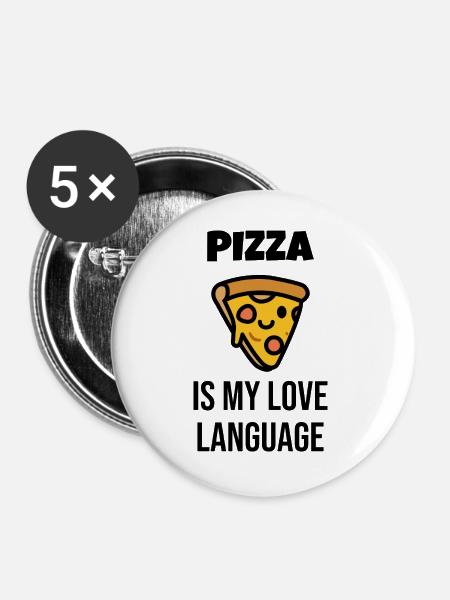 Pizzastück Charakter - Buttons groß 56 mm (5er Pack) - Weiß