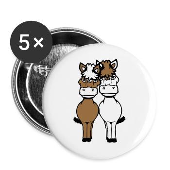 2 Pferde Mann Frau Liebespaar Freunde Liebe Team - Buttons groß 56 mm (5er Pack) - Weiß - Vorne