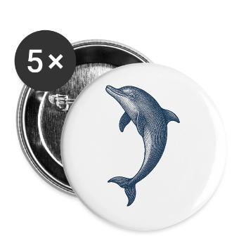 Vintage Dolphin Illustration for Apparel - Buttons large 2.2''/56 mm (5-pack) - white - Front