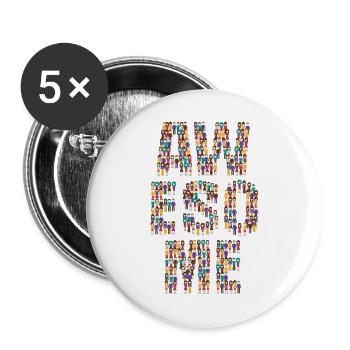 Awesome Crowd of Diverse Characters Typography - Buttons large 2.2''/56 mm (5-pack) - white - Front
