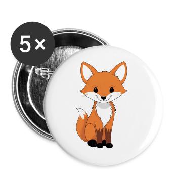Niedlicher Fuchskarikatur-Print - Buttons groß 56 mm (5er Pack) - Weiß - Vorne