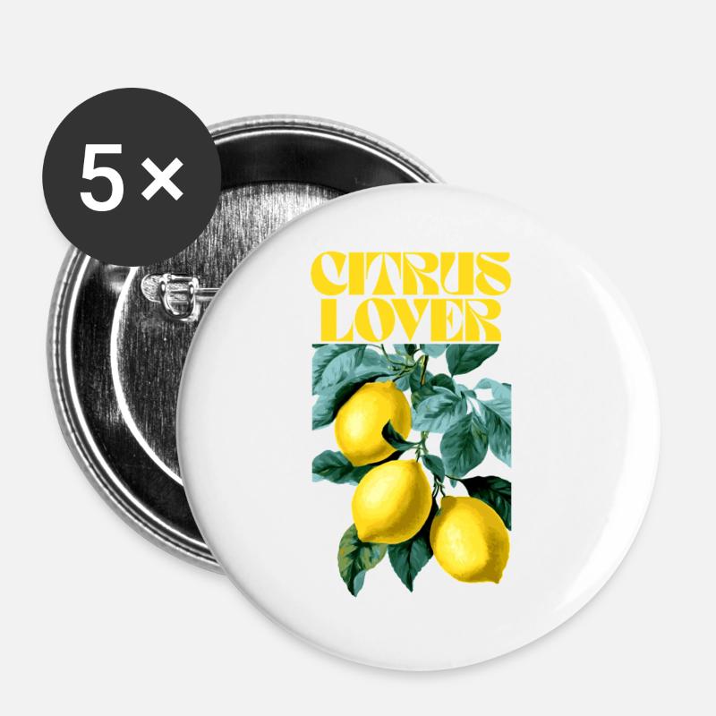 Citrus Lover Botanical Design - Buttons large 2.2''/56 mm (5-pack) - white