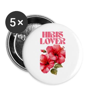 Hibis Lover Floral T-Shirt Design - Lot de 5 grands badges (56 mm) - blanc - Devant