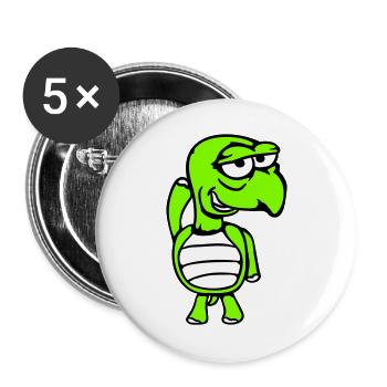 Schildkröte verschmitzt lustig albern Scham frech - Buttons groß 56 mm (5er Pack) - Weiß - Vorne