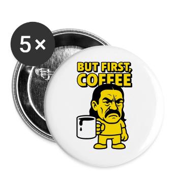 Homme de café - Lot de 5 grands badges (56 mm) - blanc - Devant