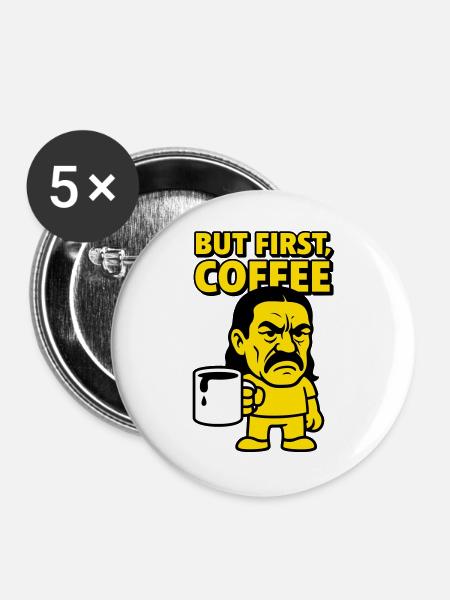 Coffee Man - Buttons groß 56 mm (5er Pack) - Weiß