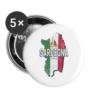 Sardinien Italien Retro Region Vintage Souvenir - Buttons groß 56 mm (5er Pack) - Weiß - Vorne