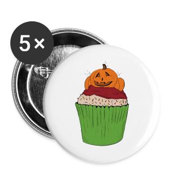 cupcake_citrouille - Lot de 5 grands badges (56 mm) - blanc - Devant