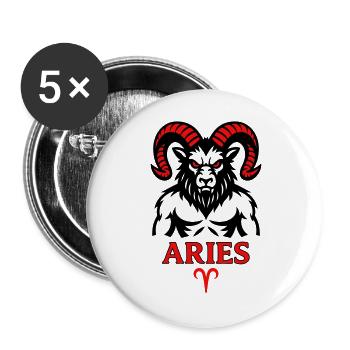 Aries Sternzeichen mit Hörnersymbol - Buttons groß 56 mm (5er Pack) - Weiß - Vorne