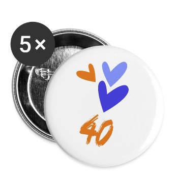 40. 40 YEARS. 40th ANNIVERSARY. 40 YEARS ANNIVERSARY. - Buttons large 2.2''/56 mm (5-pack) - white - Front