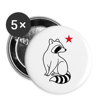 Minimalistischer Weihnachts Waschbär - Buttons groß 56 mm (5er Pack) - Weiß - Vorne