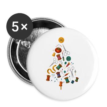 Couture Conception d’arbre de Noël - Lot de 5 grands badges (56 mm) - blanc - Devant