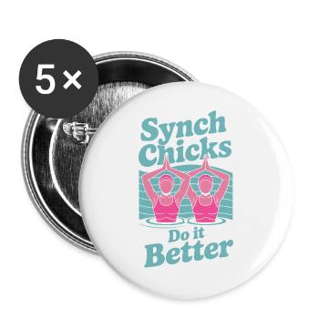 Natation synchronisée Natation artistique Sports nautiques - Lot de 5 grands badges (56 mm) - blanc - Devant