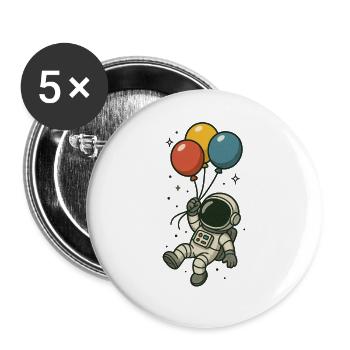 Astronaut with balloons - Buttons large 2.2''/56 mm (5-pack) - white - Front