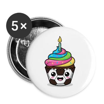 Funny Soccer Cake Cartoon Design - Buttons large 2.2''/56 mm (5-pack) - white - Front