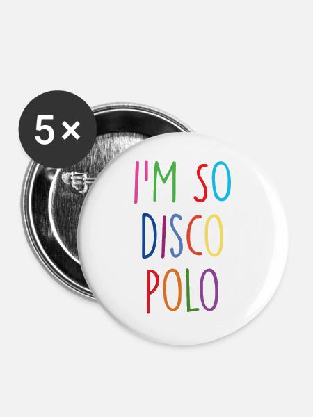 Disco Polo - Buttons groß 56 mm (5er Pack) - Weiß