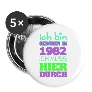 1982 - Lot de 5 grands badges (56 mm) - blanc - Devant