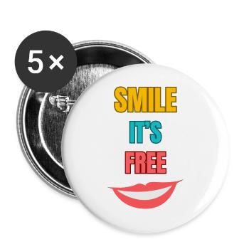 Smile Its Free Typography - Buttons large 2.2''/56 mm (5-pack) - white - Front
