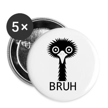 Skurriles minimalistisches Strauß und Emu Design - Buttons groß 56 mm (5er Pack) - Weiß - Vorne