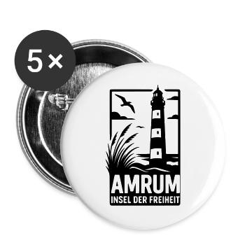 Amrum Leuchtturm Urlaub Erholung - Buttons groß 56 mm (5er Pack) - Weiß - Vorne