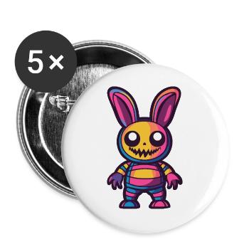Hase Halloween Zombie - Buttons groß 56 mm (5er Pack) - Weiß - Vorne