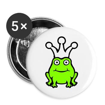Frog King Crown Funny Cute Comic Frog Prince - Buttons large 2.2''/56 mm (5-pack) - white - Front