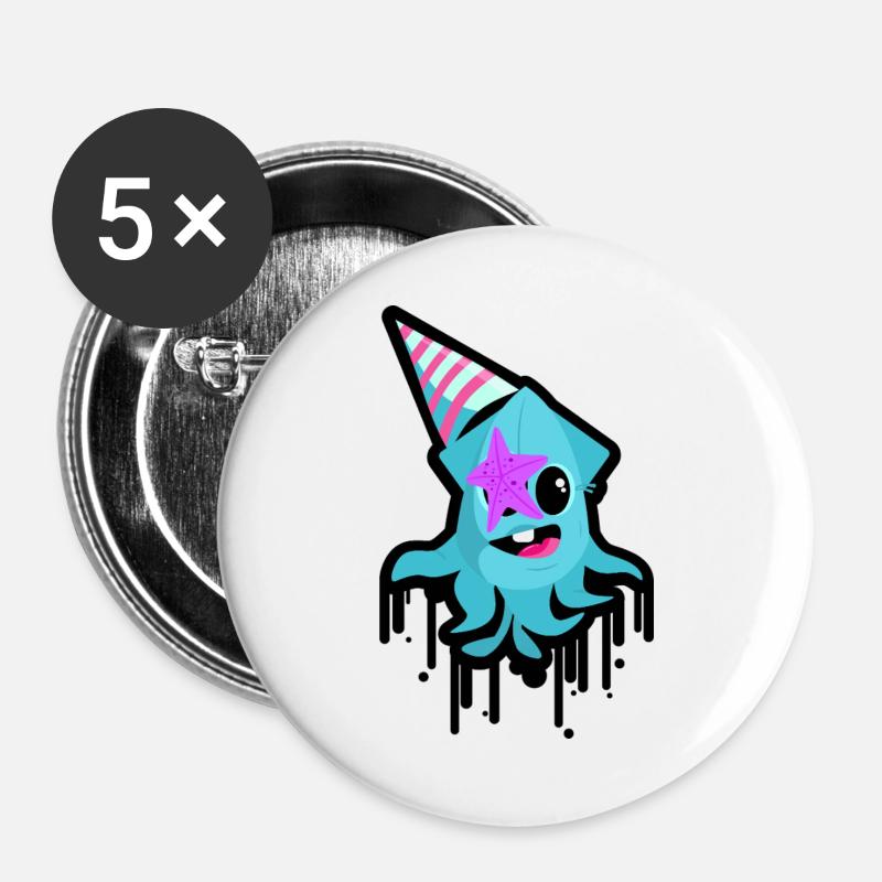 Wild octopus - Buttons large 2.2''/56 mm (5-pack) - white