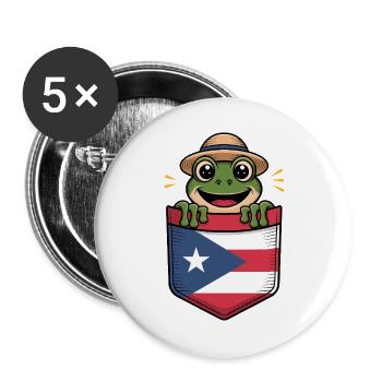 Puerto Rico Coqui Mit Strohhut In Flagge - Buttons groß 56 mm (5er Pack) - Weiß - Vorne
