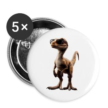 Raptor Velociraptor Dinosaurier Dino Raptoren - Buttons groß 56 mm (5er Pack) - Weiß - Vorne