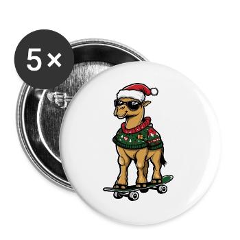 Kamel Weihnachten Lustig - Buttons groß 56 mm (5er Pack) - Weiß - Vorne